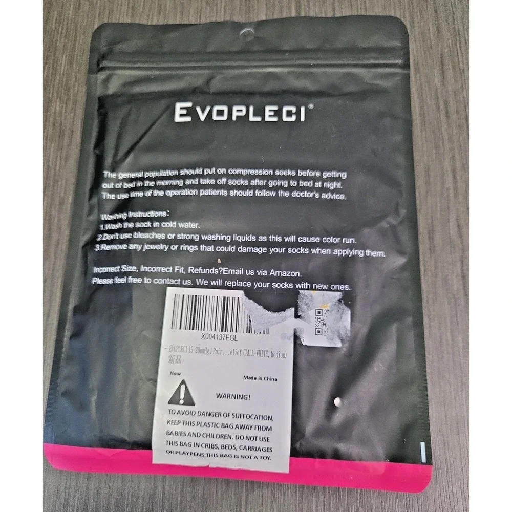 EVOPLECI 15-20mmHg 1 Pair Tall White Med Calf Compression Sleeve Men‎ and Women